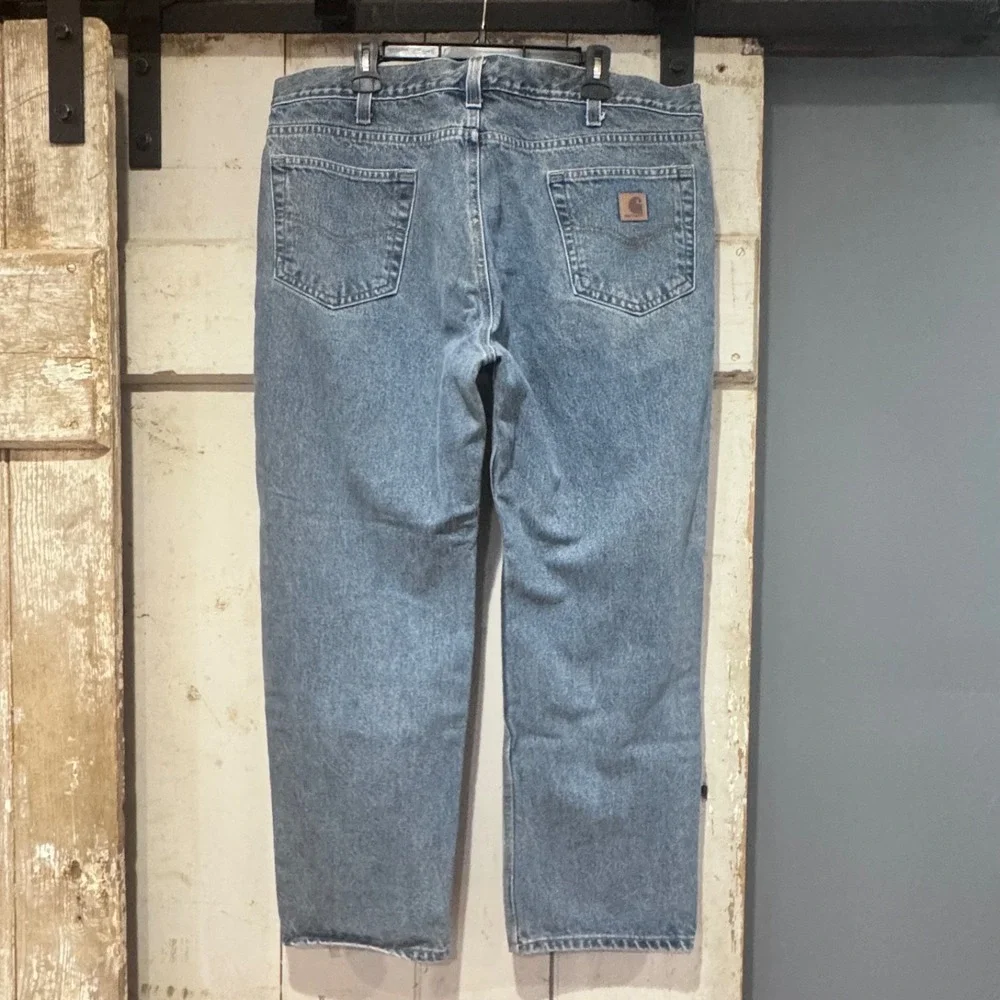 Men's Carhartt Blue Jeans Work Pants 38x30 B480 DPS Traditional Fit‎ EUC - 2